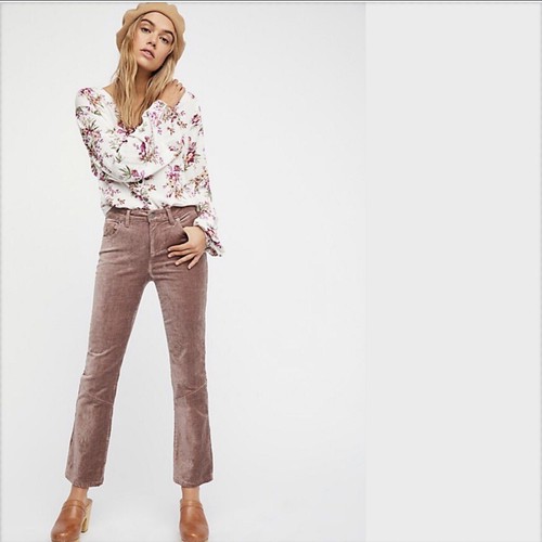 Velvet Crop Pants Size 28 Taupe-Pink 
