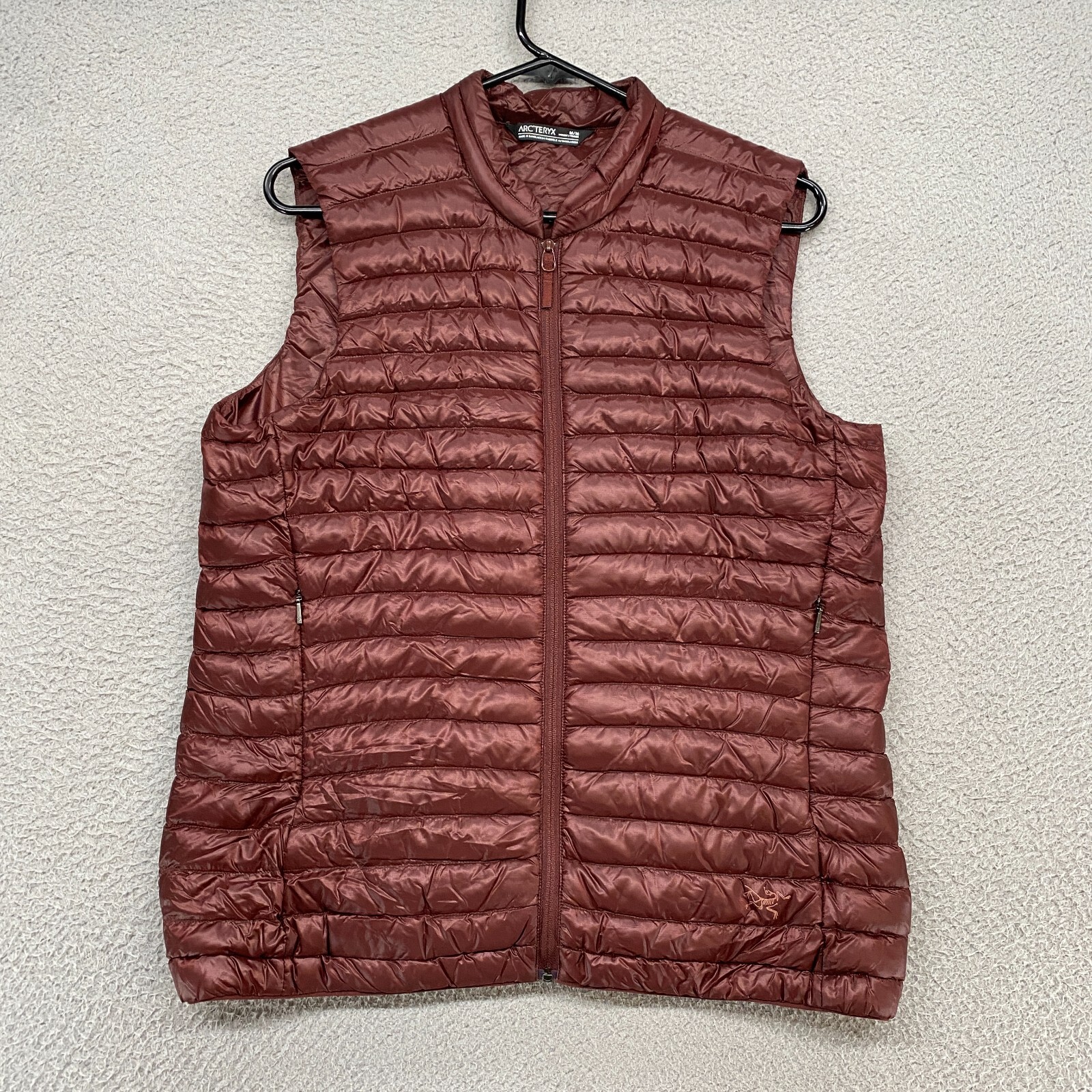 Arc'Teryx Gilet imbottito donna medio Nexis marrone piumino d'oca zip rosso