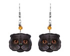 Scottish Fold Cat Face Earrings Pet Head Graphic Art Animals Cute Kitten Jewelry