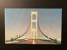Old Vintage "MACKINAC BRIDGE in MICHIGAN." Postcard Made in USA