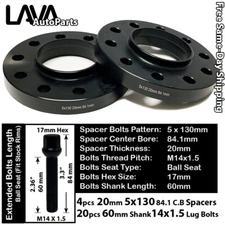 4PC 20MM THICK 5X130 84.1MM C.B WHEEL SPACER+14X1.5 BOLT FIT MERCEDES G CLASS
