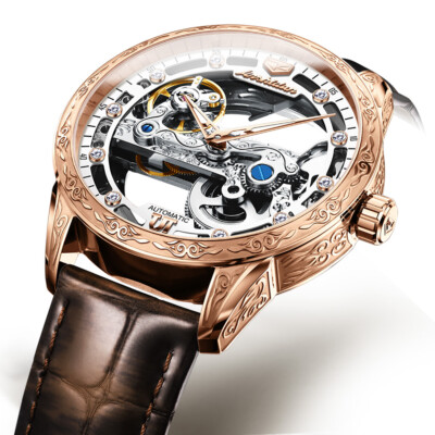 LuxuryMen's Automatic Mechanical Transparent Skeleton Luminous