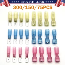 520-75Pcs Heat Shrink Spade Connectors Kit Quick Disconnect Crimp Wire Terminals