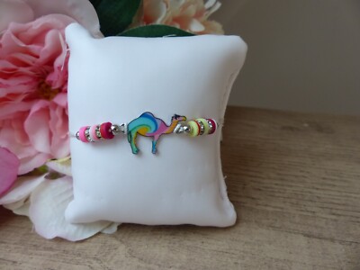 Bracelet d'Amitié Dromadaire Cordon Blanc Perles Multicolores - Bijoux des Lys