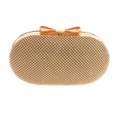 New Gold Metal Rhinestone Clutch Evening Bag TLX147-GLD