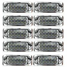 12-LED Amber Sealed Chrome Side Marker Clearance Truck Trailer Lights Waterproof
