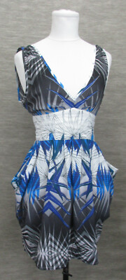  Sommerkleid/ Kleid  TOKITO Gr S  in blau grau weiß 
