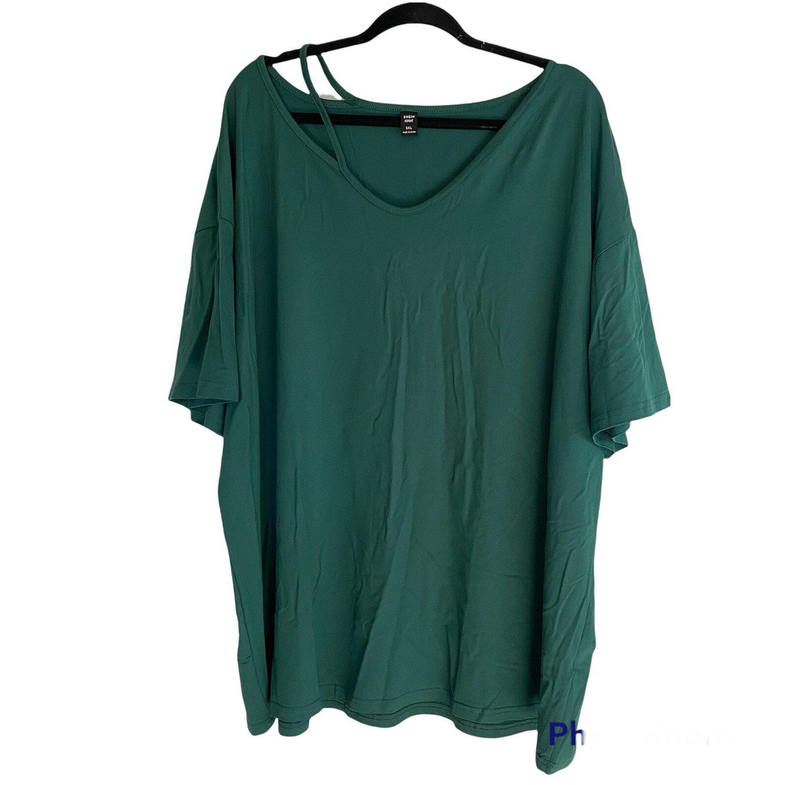 Shein Green Plus Drop Shoulder Solid T-Shirt - image 1