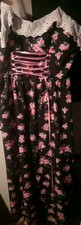 Gorgeous Cinch Front Elastic Back Rose Patten Vintage Style Dress Feminine Sz L