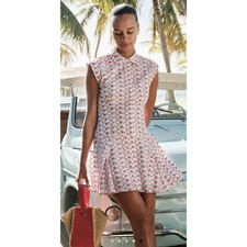 NWT J. Crew Mini Eyelet Shirt-Dress Crimson On White Eyelet Preppy Classic 12