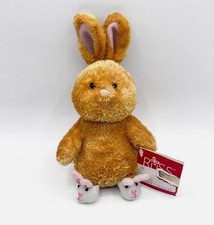 Russ Brown Bunny Plush White Rabbit Slippers Feet Round Silky Chubby Vintage 8in