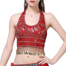 Sequins Beads Coins Belly Dance Costume Carnival Party Stage Performance Top Bra