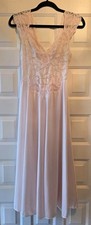 Vintage 1970s Olga Nightgown Style 91460 Blush Pink All-Lace Spandex Bodice Maxi