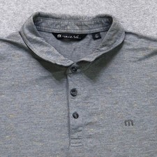 Travis Mathew Polo Shirt Mens 2XL XXL Grey Paint All Over Print Golf Performance