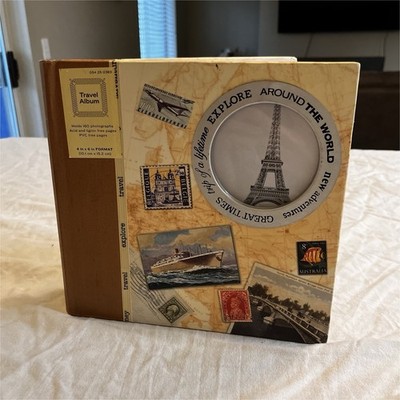 Travel Theme Slip-in Photo Album 4x6 Eiffel Tower Brown Beige