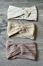 Women’s 3pc Neutral Colored Boho Bohemian Knot Headband Hair Accessories Bundle