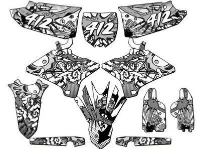 2005-2007 Passt POLISPORT RESTYLE YZ 125 ZANY Weiß Senge Grafikset Kompatibel...