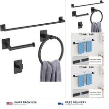 Matte Black Bathroom Accessories Set, KLJKPA 4 Pieces Bathroom Hardware Set, ...