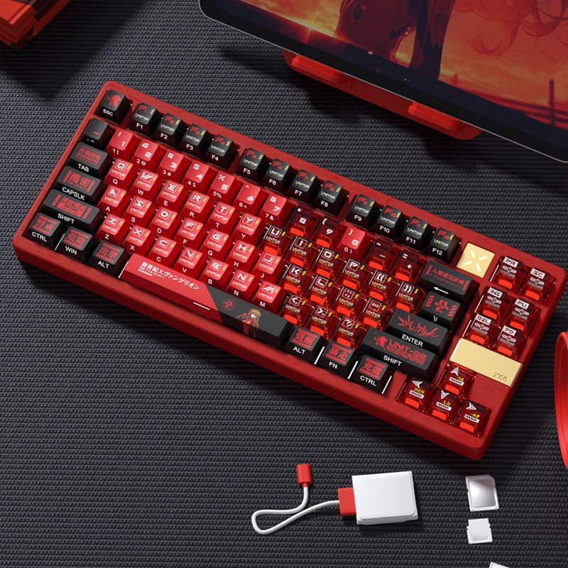 Asuka Langley Soryu Keycap Cherry Profile PBT Dye Subbed and PC UV keycap for mx