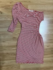 Medium Love Culture Bodycon Dress Red And White Striped Cut Out One Shoulder