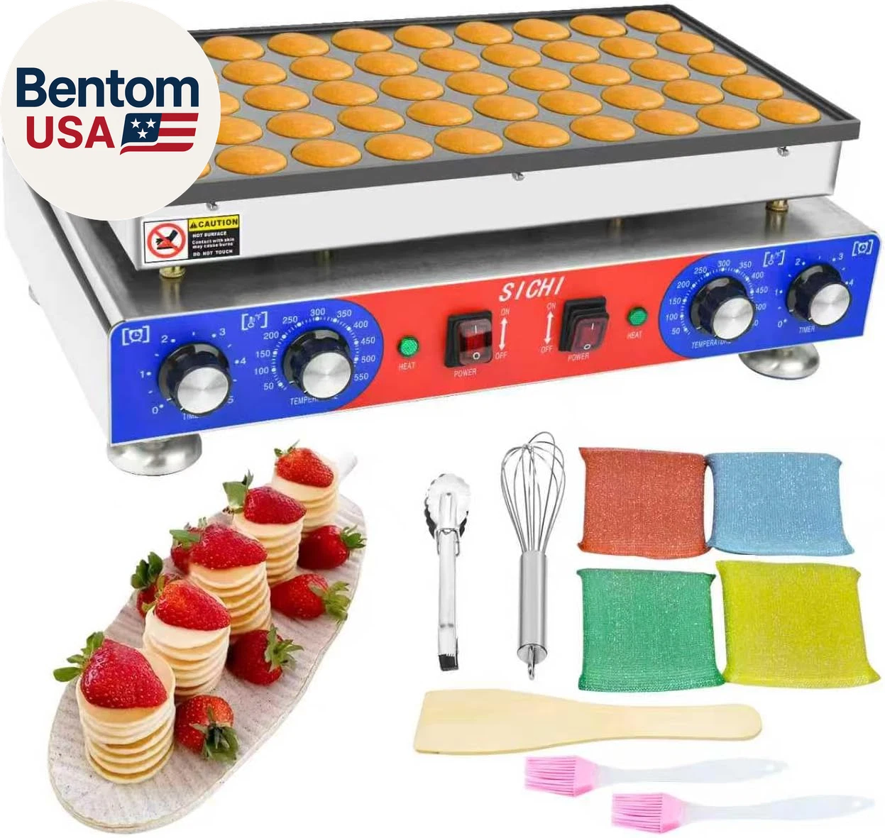 Mini Pancake Maker - 50Pcs Mini Dutch Pancake Maker with Nonstick and Quick Heat