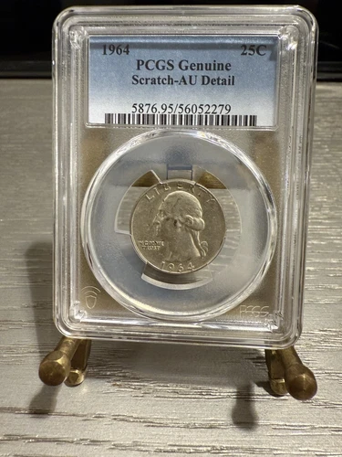 1964 Washington Quarter-PCGS Genuine Scratch-AU Detail