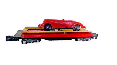 American Flyer 715 Vintage S Gauge Tinplate Flatbed w/Car   Used