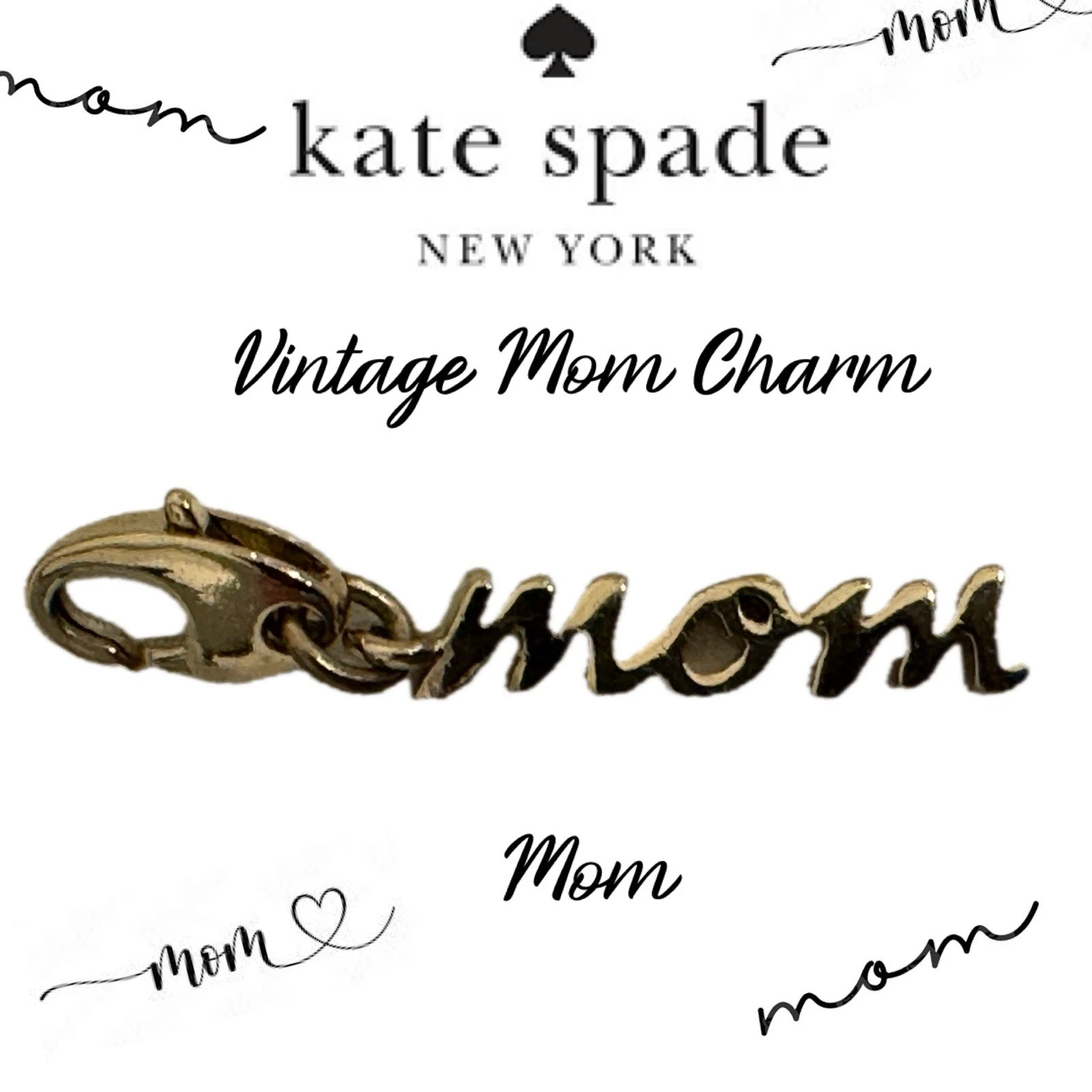 KATE SPADE MOM 12 KT ciondolo vintage placcato oro senza bracciale