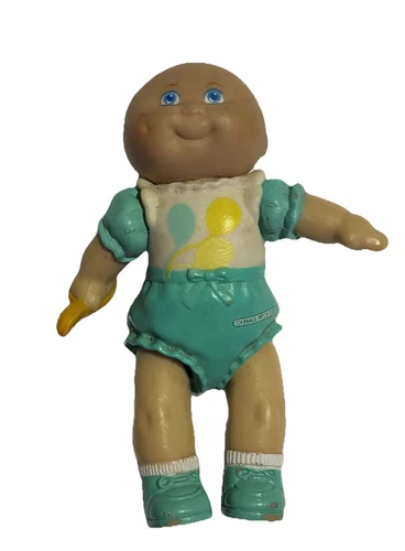 Mini Cabbage Patch Baby Doll Pocket Doll Bald blue Eyes Vtg 1984 3.5 in Plastic