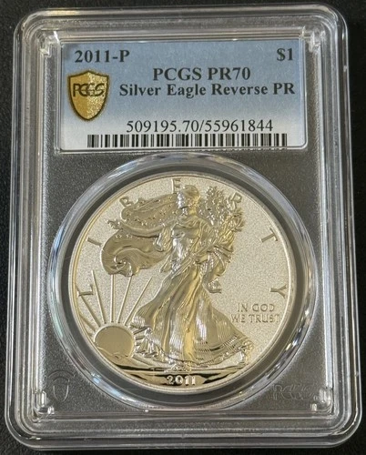 2011-P 1 Oz .999 Silver Reverse Proof American Silver Eagle PCGS RV PF 70 ASE!!