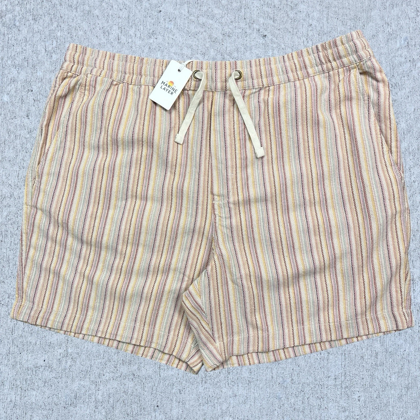 Marine Layer Saturday Beach Shorts 6” Striped Drawstring Comfort Men’s XL