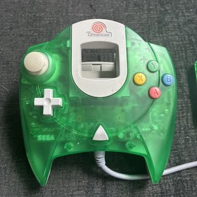 Sega Dreamcast Translucent Green OEM Controller HKT-7700 Tested & Works with VMU