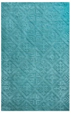 3x5 Rizzy Rugs Blue solid Faded Distressed Blocks Door Mat TC8272 - Aprx 3' x 5'