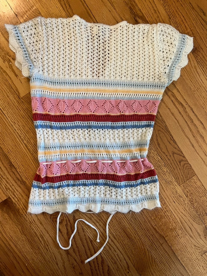 Top tejido manga gorra vintage verdadero hippie boho Free People años 60-70 para mujer Foto 3 de 4