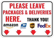 1PC Delivery Sign For Packages - Please Leave Packages  Deliveries Here Arrow D