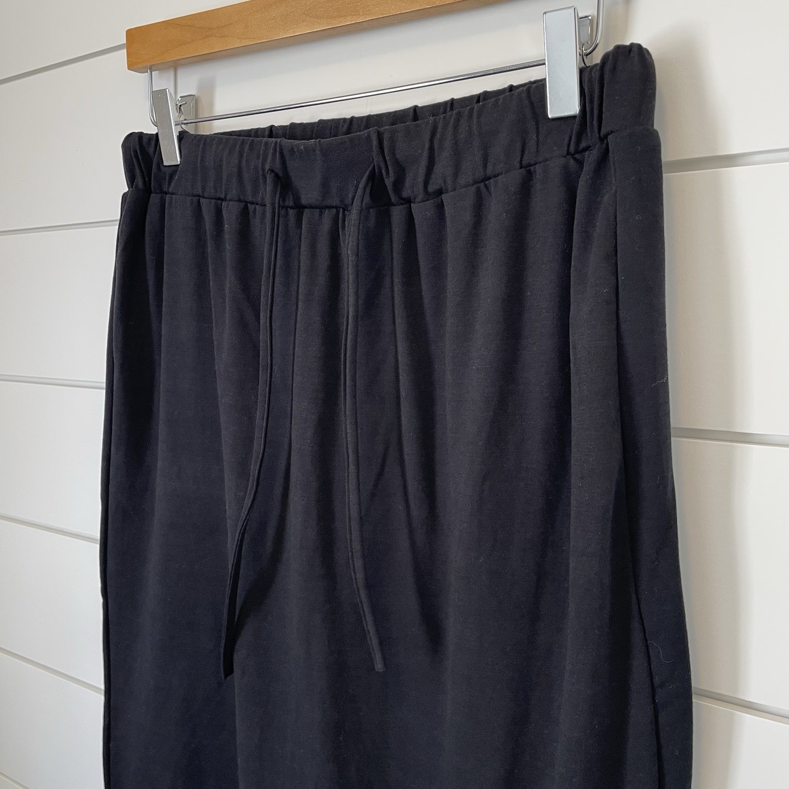 Striped Midi Skirt Solid Black Drawstring Tickled… - image 3