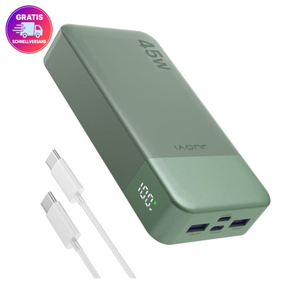 JUOVI J2621 Powerbank 20000 mAh 45 W USB C USB A LED Anzeige Laptop Tablet