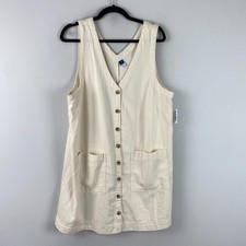 Old Navy Sleeveless Button-Front Mini Dress Womens XL Ecru V-Neck 766903