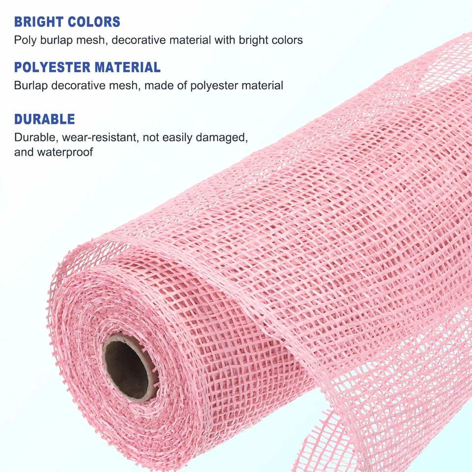 10 Inch Poly Burlap Mesh for Wreath Mesh Ribbon 10 Yard Peach Pink Foto 3 de 4