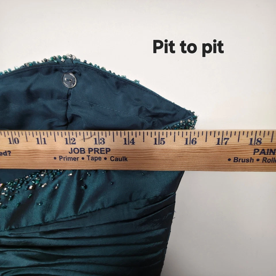 Vestido Alfred Angelo Para Mujer 4 Verde Sin Tirantes Cuentas Noche Formal Baile de graduación Concurso Foto 4 de 4