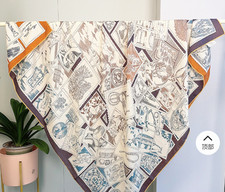 70 cashmere 30 silk Orange stamp double side printed square Wrap shawl 51''