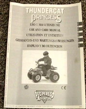Peg Perego Adventure Thundercat Princess Use & Care Owners Manual 09/97