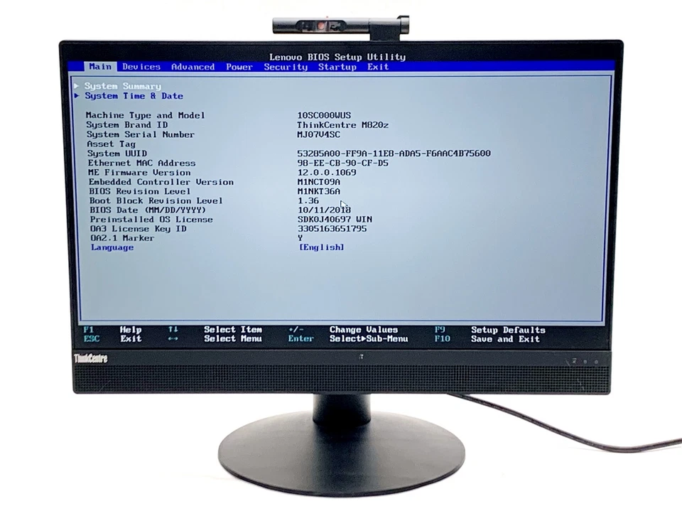 Lenovo ThinkCentre M820z AIO Computer PC 22" i3-8100 3.6GHz QC 250GB SSD 4GB - Image 2 of 4