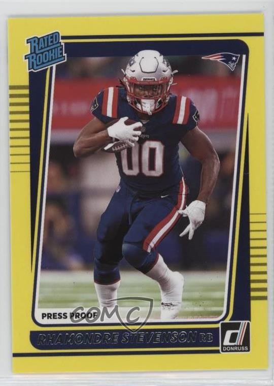 2021 Panini Donruss Rated Press Proof Yellow Rhamondre Stevenson Rookie RC 0rd2