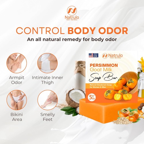 Persimmon Soap Bar for Body Odor Control – Purifying Deodorizing Wash... - Picture 2 of 6
