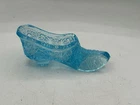 Fenton Blue Glass Shoe Daisy & Button Pattern Slipper Vintage 5"L x 2"H