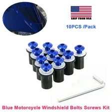 M5 Aluminum Alloy Motorbike Windshield Screw Windscreen Bolts Screws Kit Blue