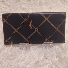 LONGCHAMP Leather Long Wallet Wallet Logo All Over Pattern Brown