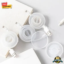 2 pc Rotatable Wire Winder Box Portable Round Cable Organizer Storage for USB