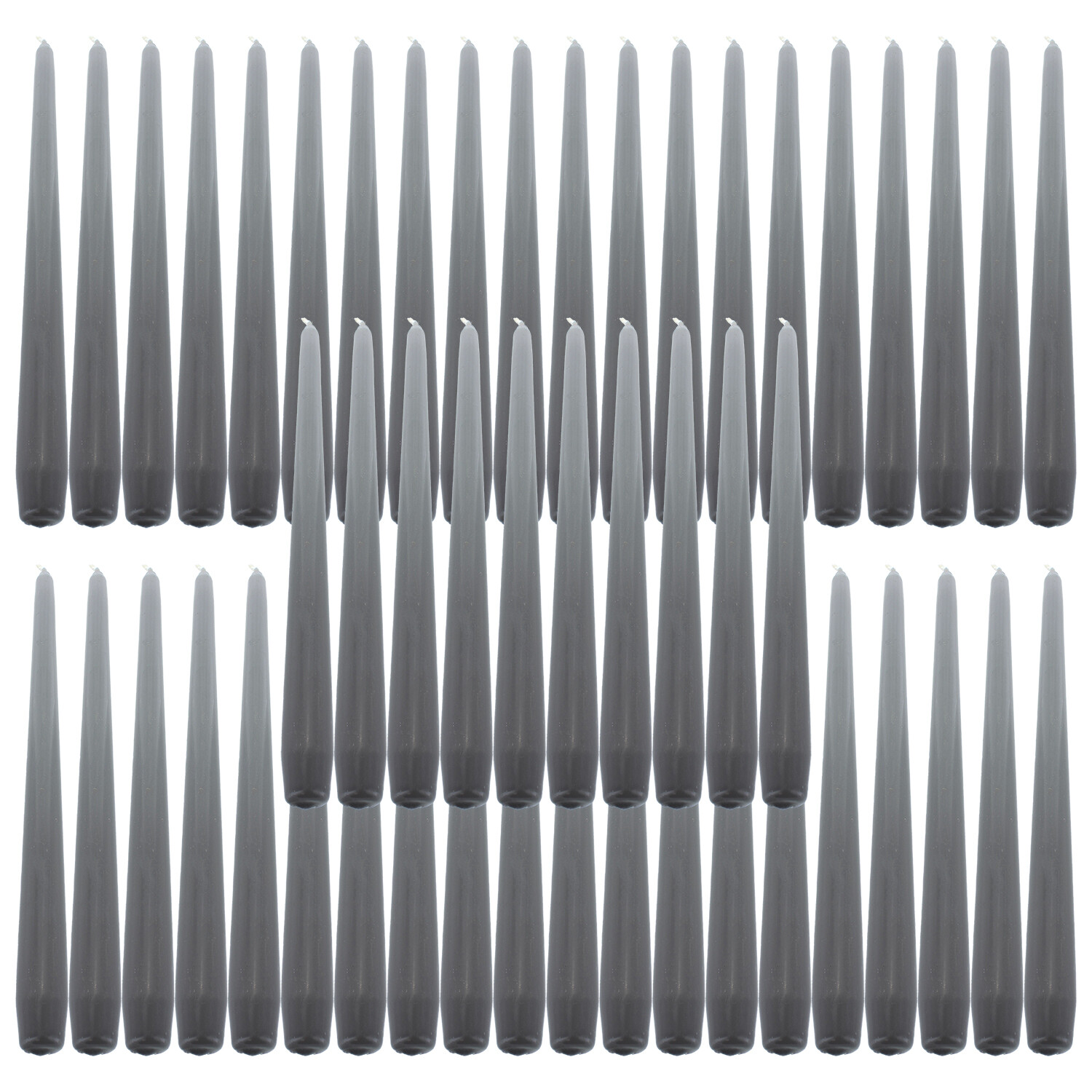 Grey Taper Dinner Candles  9"" 24cm Candle Unscented 7 Hour Burn Time 50 Pack